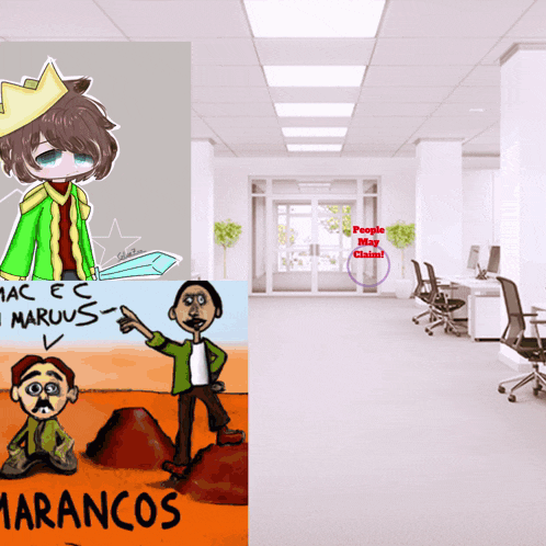 a cartoon drawing of a man with a sword and the word marancos on the bottom