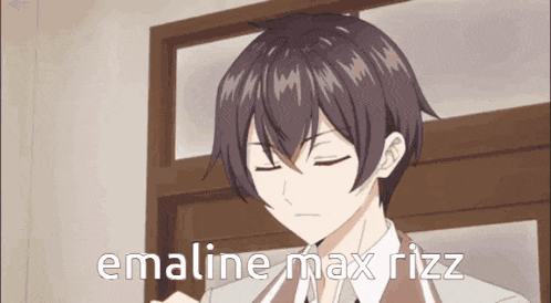 a cartoon of a boy with the words emaline max rizz written on it