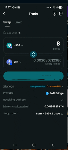 a screenshot of a trade page on a mobile device
