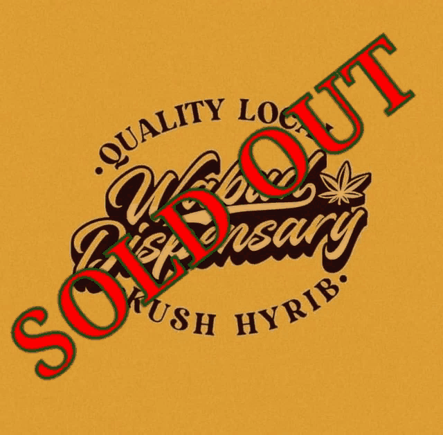 a logo for quality log out weed dispensary is sold out