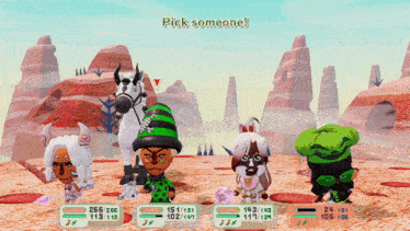 a screenshot of a video game that says " pick someone " at the top