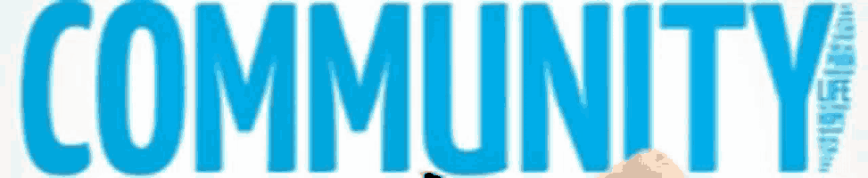 a person is writing the word community in blue