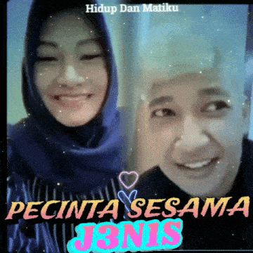 a picture of a man and a woman with the words pecinta sesama jenis above them
