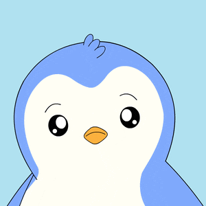 a blue and white penguin with the word yup on its head