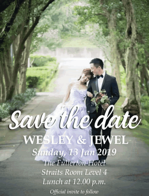 a save the date for wesley and jewel on january 13th
