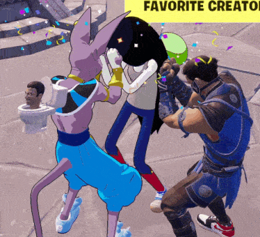 a cartoon drawing of a man holding a woman with the words favorite creator in the corner