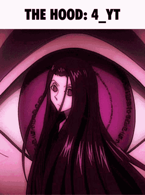 a picture of a girl with long hair and the words " the hood 4 yt "