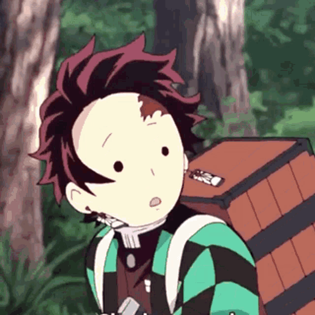 a close up of a cartoon character with a backpack and a trunk on his back .