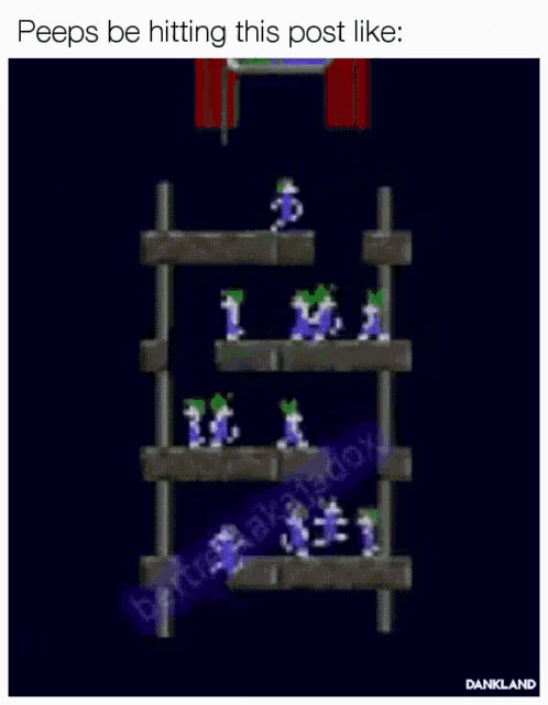 a screenshot of a video game with a caption that says peeps be hitting this post like