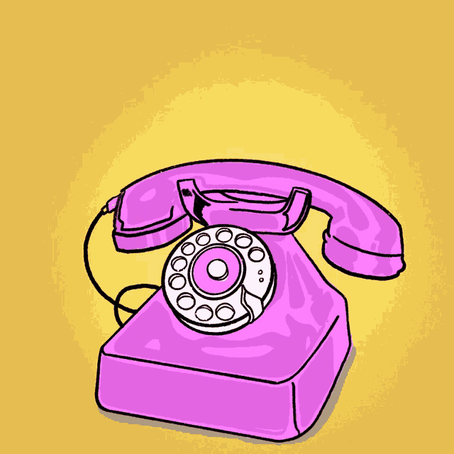a drawing of a hand reaching for a purple phone