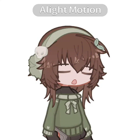 a cartoon of a girl wearing a green sweater and a hat with a skull on it .