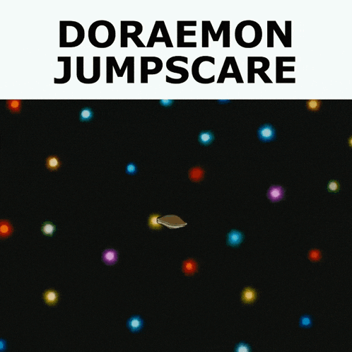 a cartoon of doraemon with the words doraemon jumpscare below it