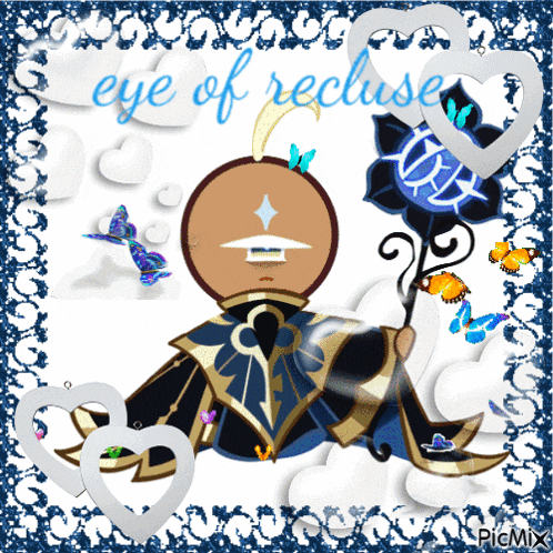 a picture of a cookie with the words eye of recluse written on it