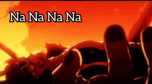 a cartoon of a man laying down with the words na na na na above him
