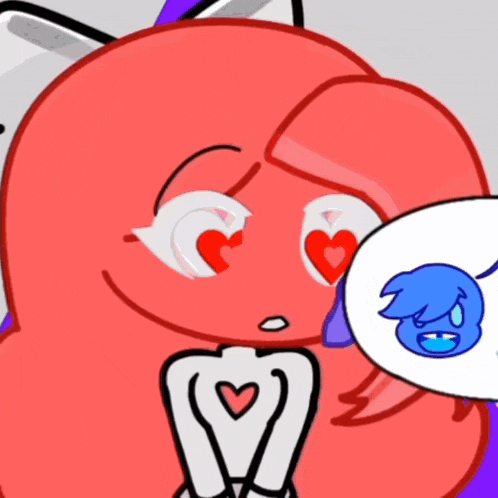 a cartoon drawing of a girl with red eyes and a heart on her chest