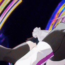 a close up of a person 's legs with a rainbow background