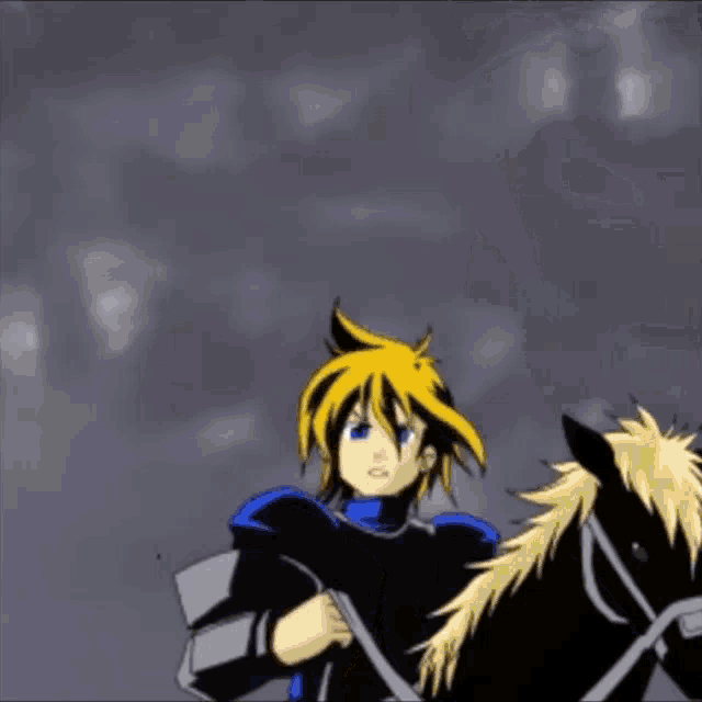 a cartoon of a boy riding a horse