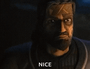 a man with a beard is making a gun gesture with his finger .