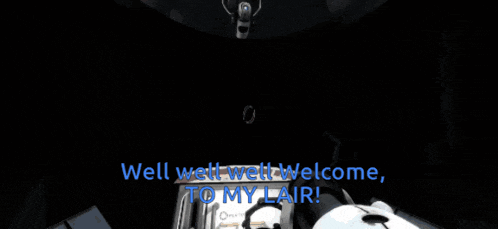 a screenshot of a video game with the words well well well welcome to my lair