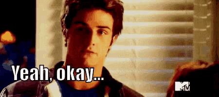 a man says yeah okay while looking at a woman