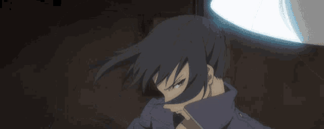 a man in a purple jacket is holding a sword