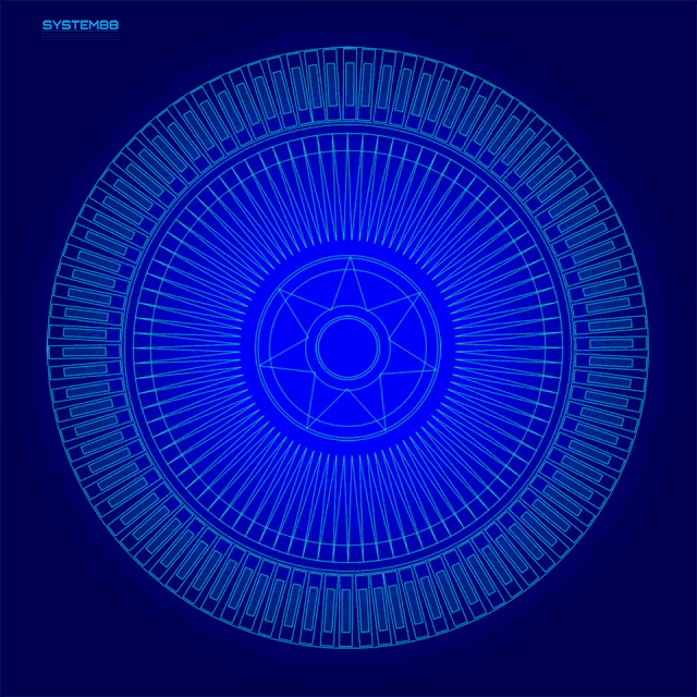 a blue circle on a dark blue background with the word systembb below it