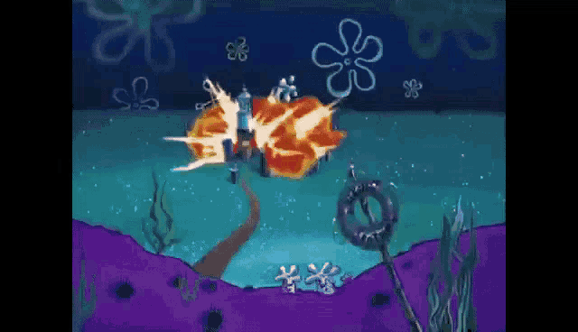 a cartoon of spongebob squarepants driving a spongebob car in the ocean .