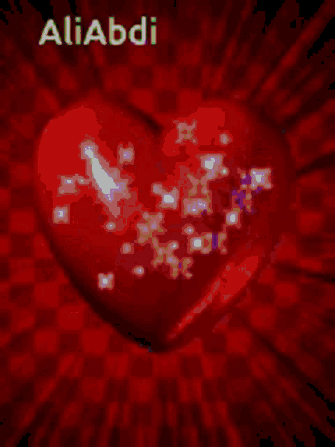 a pixelated heart with the name aliabdi on it