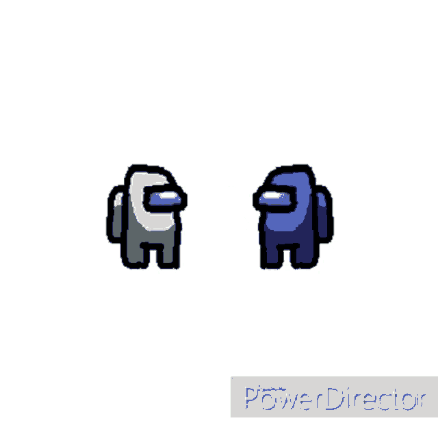 two among us characters are standing next to each other and one is holding a gun