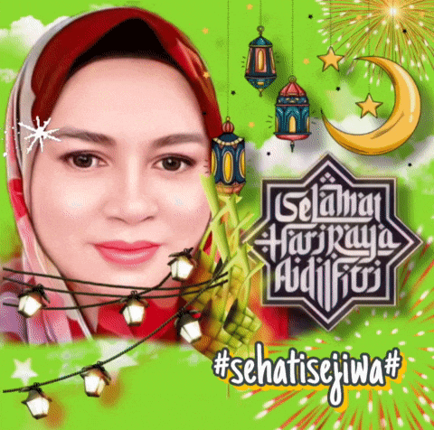 a picture of a woman with the words " selamat hari raya aidilfitri " written on it