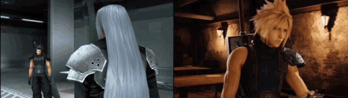 a man with long white hair stands next to a man with shorter hair