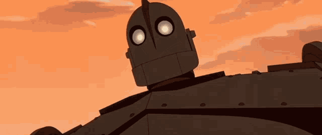 a cartoon drawing of a robot with a helmet on its head