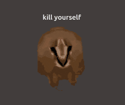 a pixelated image of a bear with the words kill yourself written above it