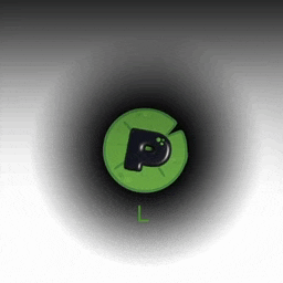 a green circle with a black letter p inside of it and the letter l next to it .