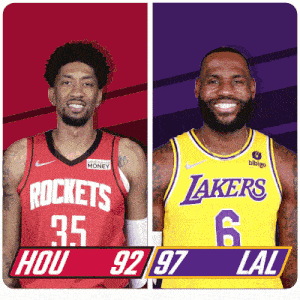 two basketball players from the lakers and rockets