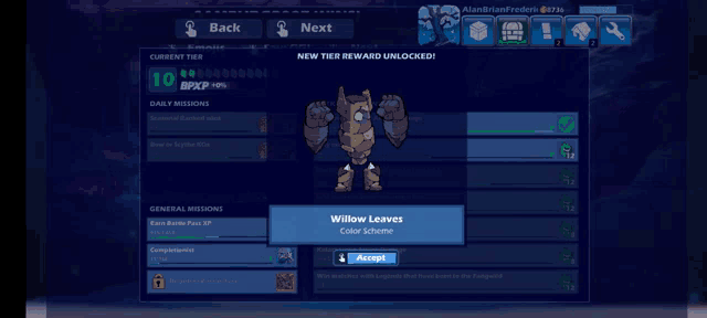 a screenshot of a game that says willow leaves on it