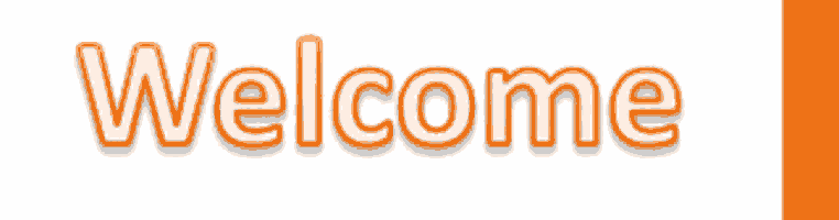 a white background with orange letters that say welcome