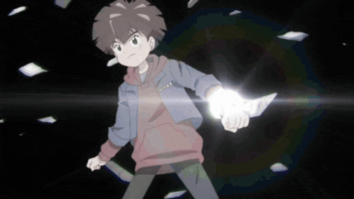 a boy in a hoodie is holding a knife in a dark room