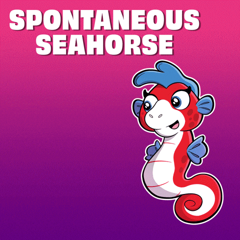 a cartoon of a seahorse with the words spontaneous seahorse above it