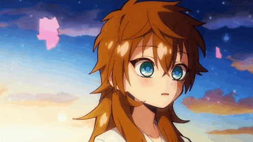 a girl with brown hair and green eyes looks at something in the distance