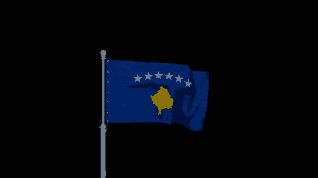 a blue and yellow flag with stars on it