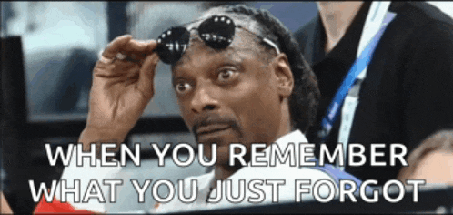 snoop dogg is wearing sunglasses and has the words when you remember what you just forgot below him