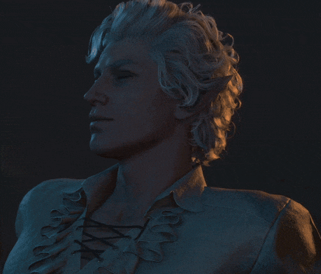 a man with white hair is wearing a white shirt