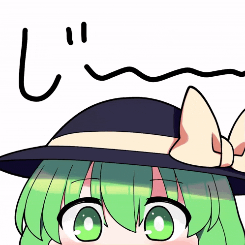 a drawing of a girl with green hair and green eyes