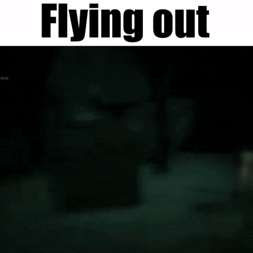 a dark background with the words " flying out " on top