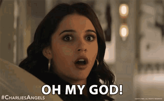 a woman says oh my god with her mouth open