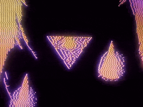 a silhouette of a person with a purple triangle in front of them