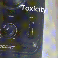 the word toxicity is on the black object