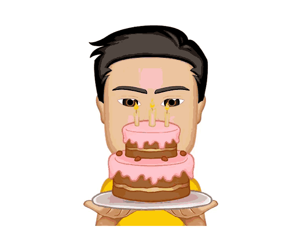 a man holding a birthday cake with candles on it