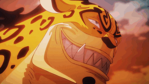 a close up of a cartoon character 's face with a leopard print